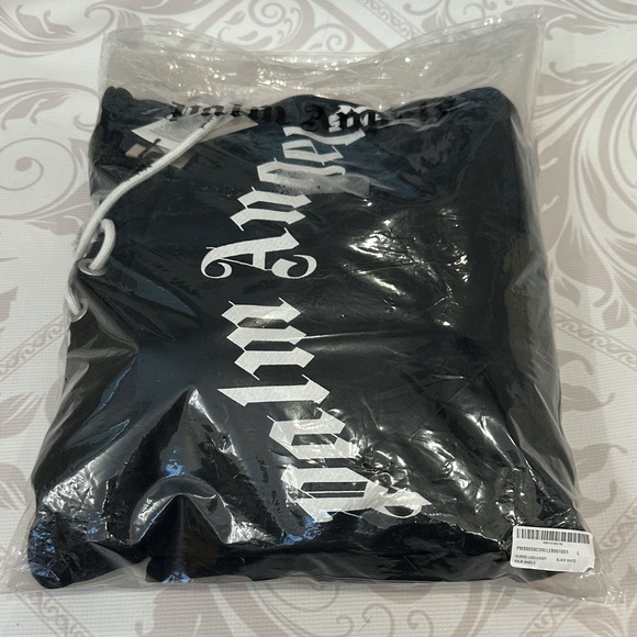 Palm Angels Curved Logo Hoodie in Black/White size L - Picture 13 of 16